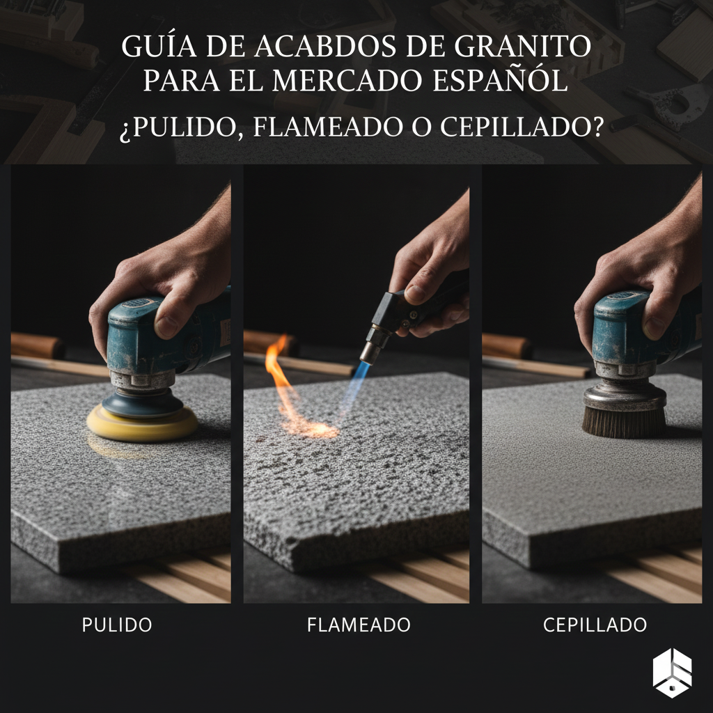 Guía de Acabados de Granito para el Mercado Español: ¿Pulido, Flameado o Cepillado? (Translation: Granite Finishes Guide for the Spanish Market: Polished, Flamed or Brushed?)